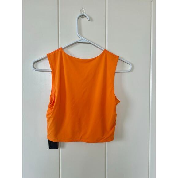 Mono B Bright Orange Cropped Fitted Muscle Tee Women’s Size M - Picture 2 of 9